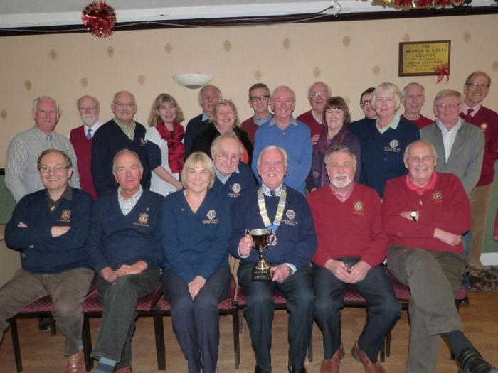 Darlington Lions Club members with Lion president Robert Hillary holding the Club of the Year trophy